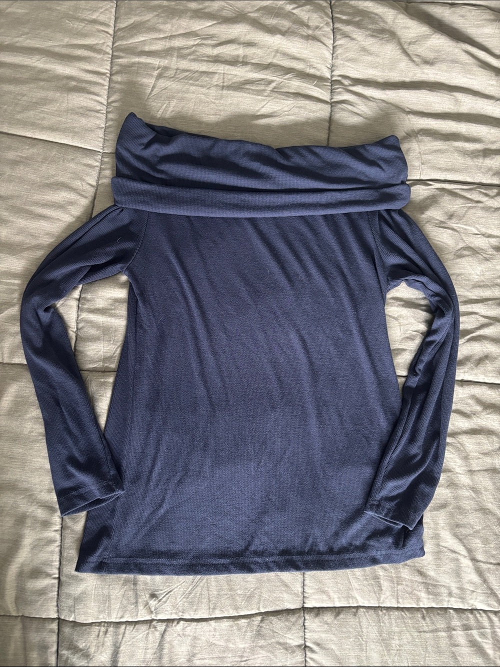 Off-Shoulder Long Sleeve Top in Deep Navy